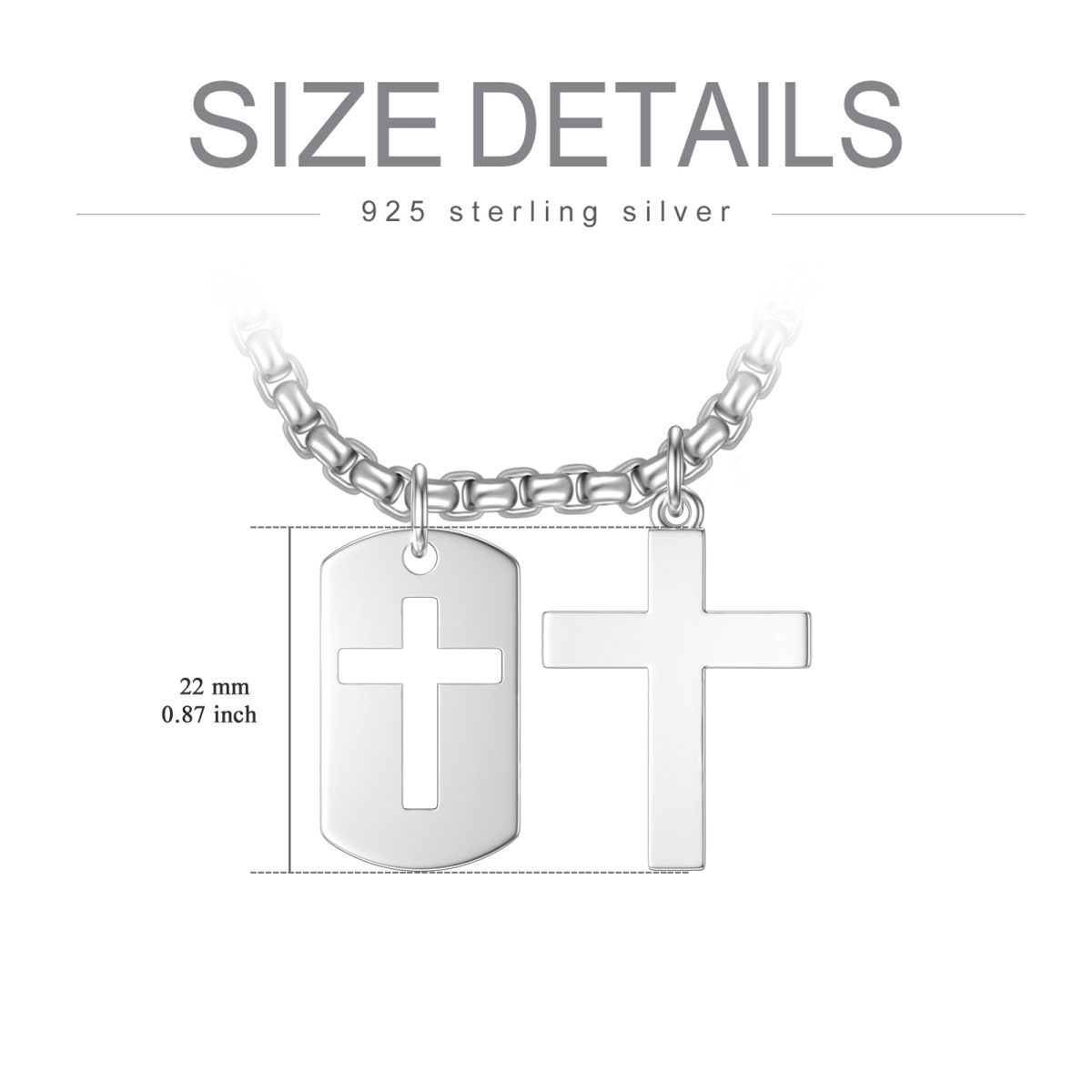 Sterling Silver Cross Pendant Necklace for Men-6