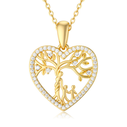14k Gold Mother And 2 Child Necklaces Gifts For Women Moissanite Necklaces