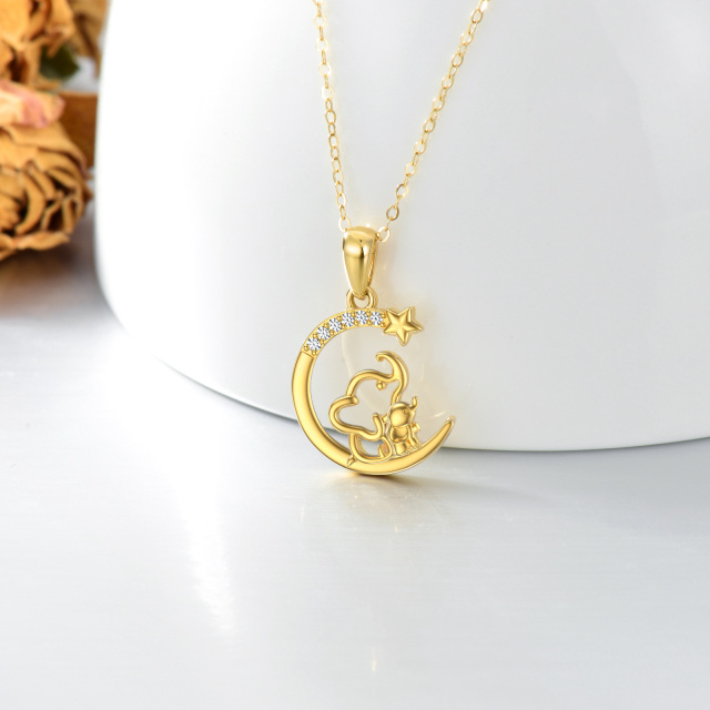 14K Gold Cubic Zirconia Elephant Pendant Necklace-2