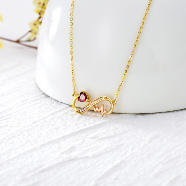 14K Gold Heart Shaped Cubic Zirconia Infinity Symbol Pendant Necklace-2