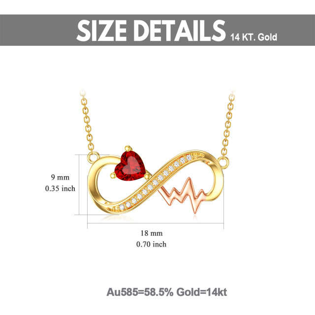 14K Gold Herzform kubischer Zirkonia Unendlichkeit Symbol Anhänger Halskette-4