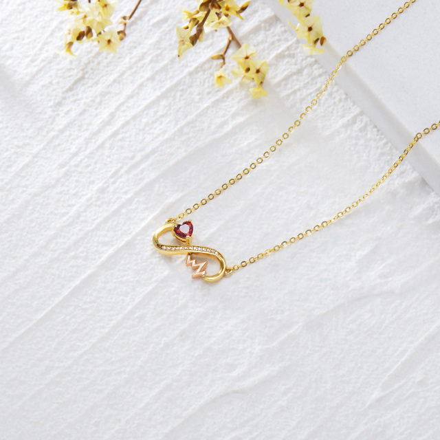 14K Gold Heart Shaped Cubic Zirconia Infinity Symbol Pendant Necklace-4