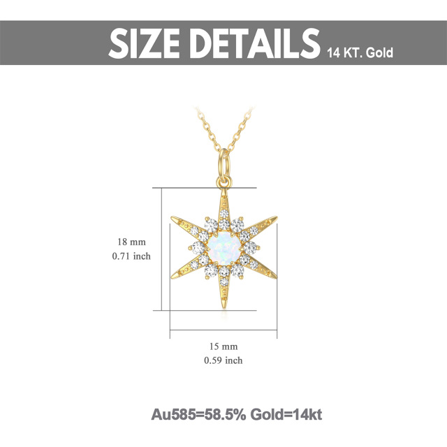 14K Gold kreisförmig Cubic Zirkonia Sonne Anhänger Halskette-4