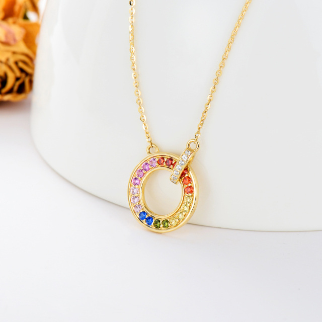 presente colorido da colar do círculo do zircão do ouro 10K para amigas das mulheres-2