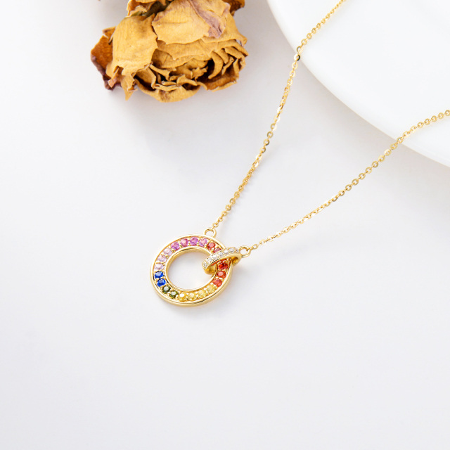 presente colorido da colar do círculo do zircão do ouro 10K para amigas das mulheres-3