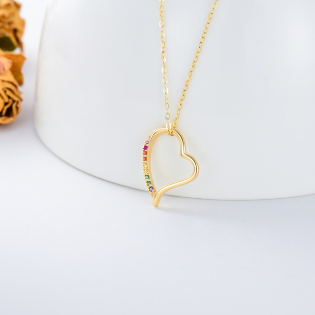 14K Gold Cubic Zirconia Heart Pendant Necklace-2