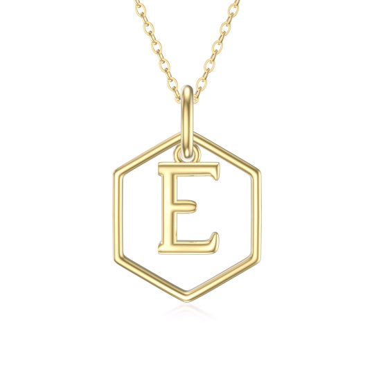 Colar com pendente redondo em ouro de 9K com a letra inicial E