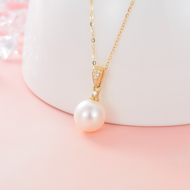 Collar de oro de 14 quilates con perla redonda-2