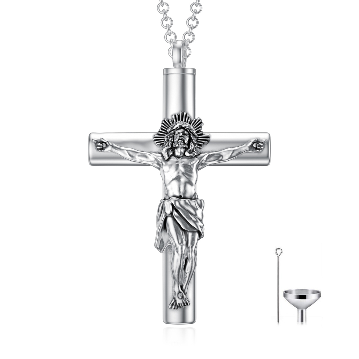 Sterling Silver Allah & Cross Urn Necklace for Ashes-1