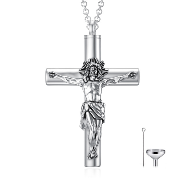 Collier Urne Croix d'Allah en Argent Sterling pour Cendres-0