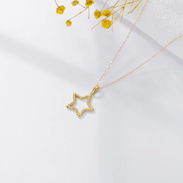 14K Gold Star Pendant Necklace-3