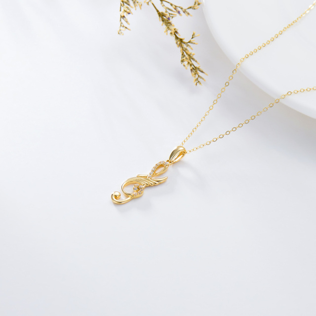 14K Gold Cubic Zirconia Music Symbol Pendant Necklace-3