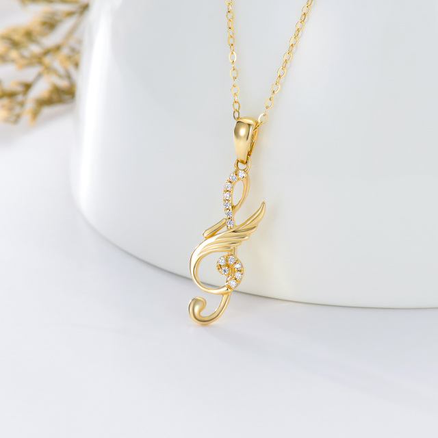 14K Gold Cubic Zirconia Music Symbol Pendant Necklace-4