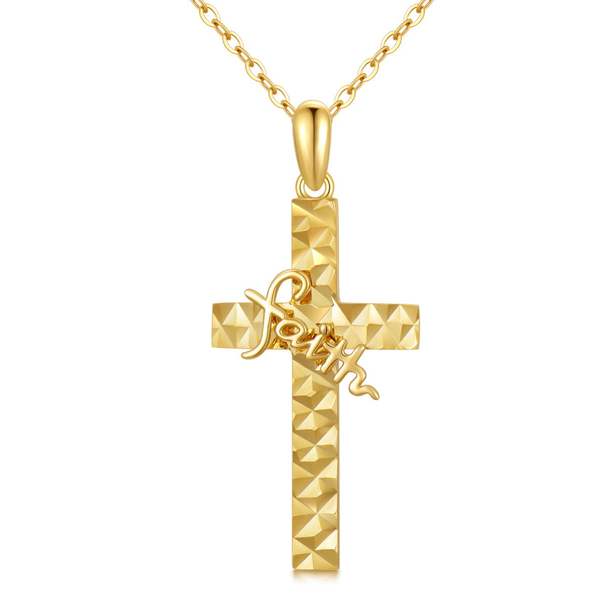 14K Gold Cross Pendant Necklace-1