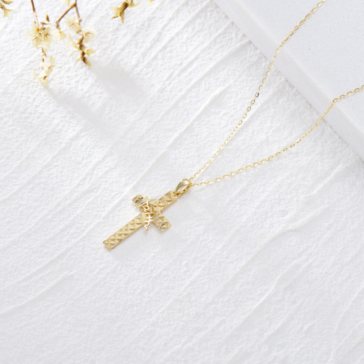 14K Gold Cross Pendant Necklace-5