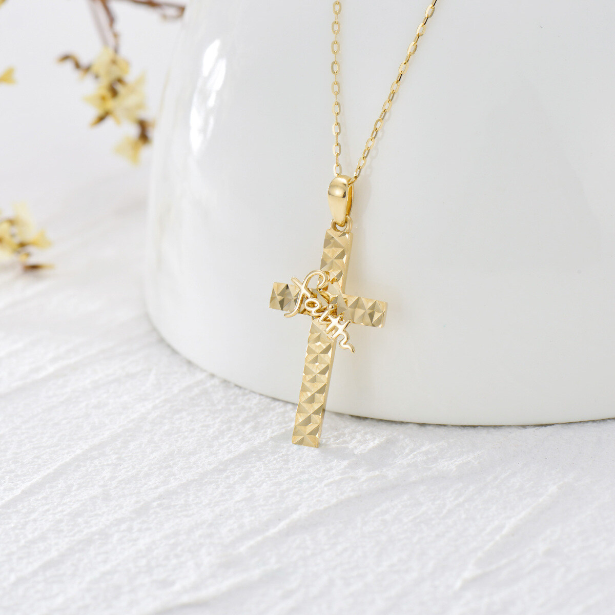 14K Gold Cross Pendant Necklace-4