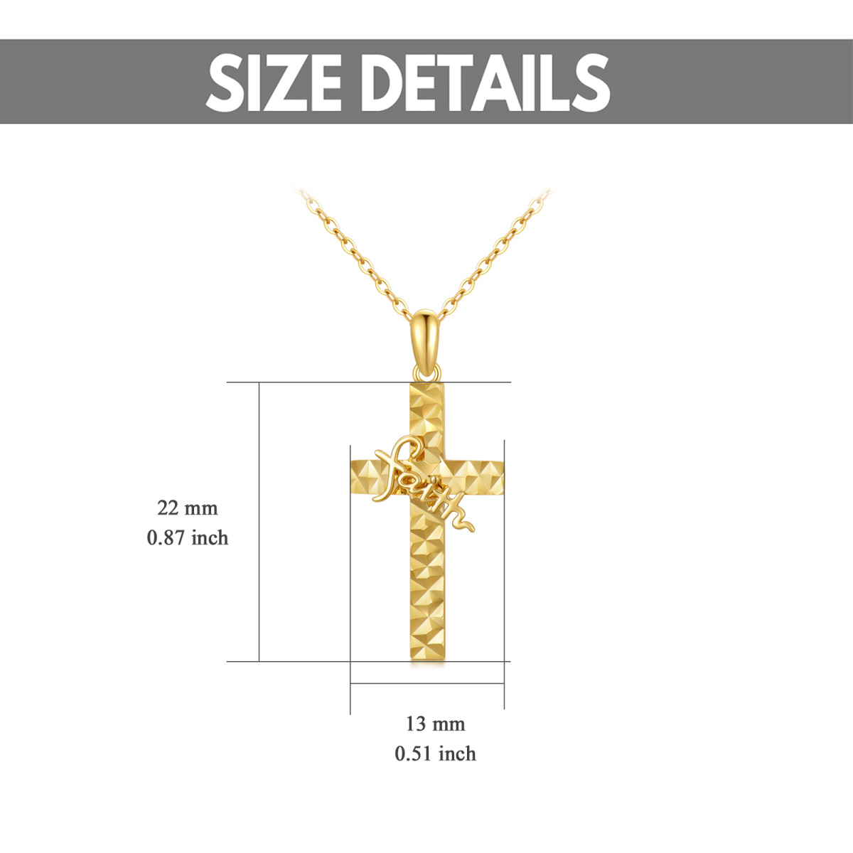 14K Gold Cross Pendant Necklace-3