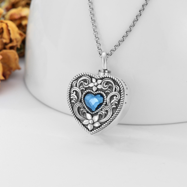 Sterling Silver Crystal Heart & Daffodil Personalized Photo Locket Urn Necklace for Ashes-2