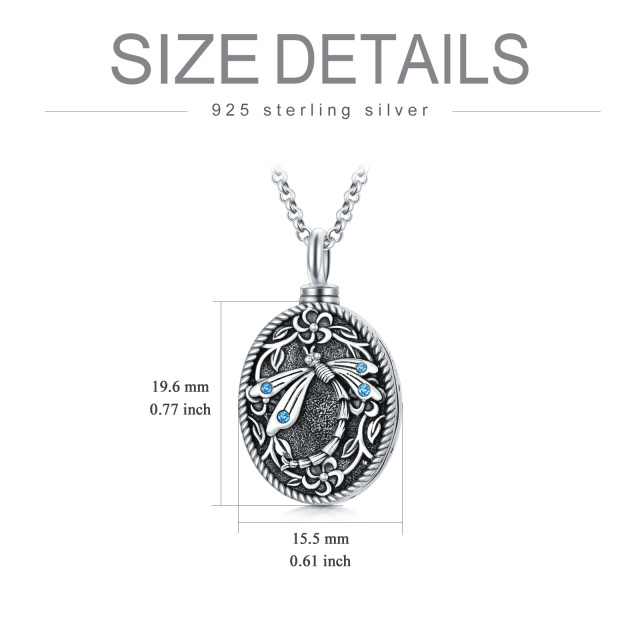 Sterling Silver Cubic Zirconia Dragonfly Urn Necklace for Ashes-5