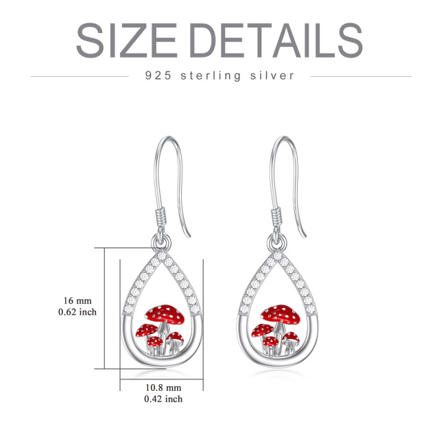 Sterling Silver Cubic Zirconia Mushroom & Drop Shape Drop Earrings-6