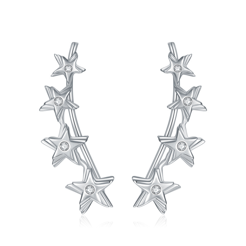 Boucles d'oreilles en argent sterling avec zircon cubique et étoile grimpante