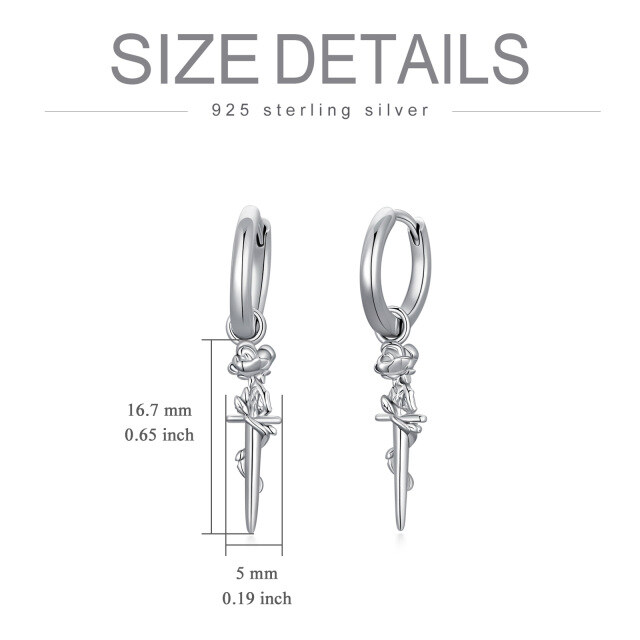 Sterling Silver Rose Hoop Earrings-4