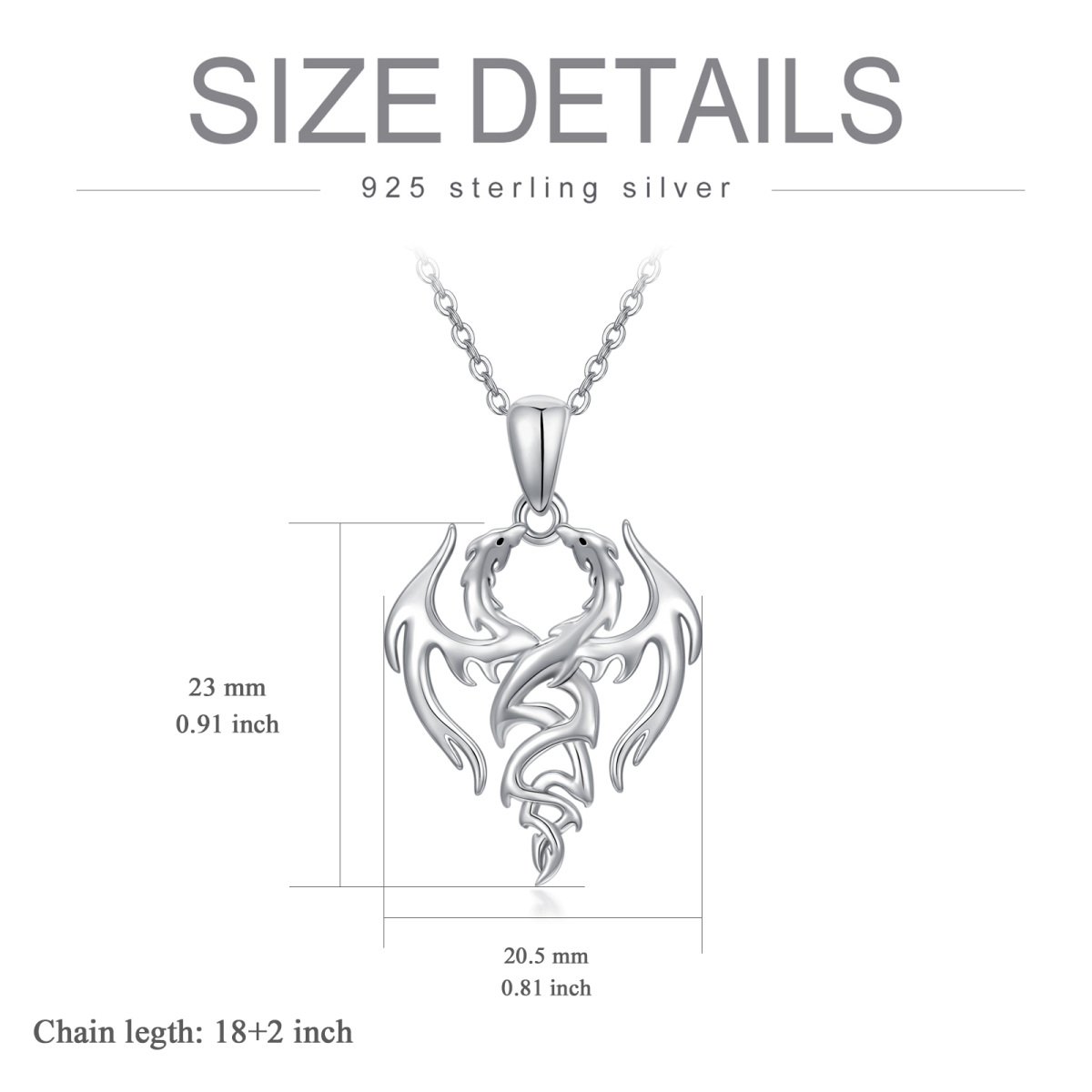 Sterling Silver Dragon Pendant Necklace-6