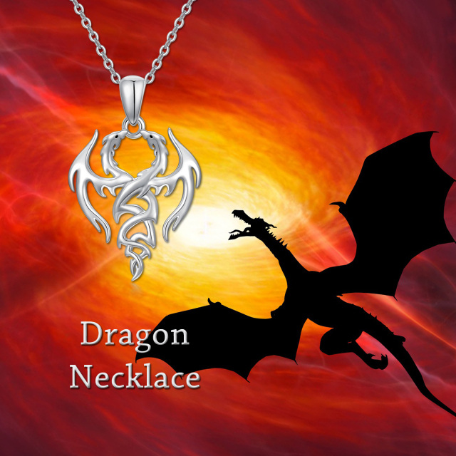 Sterling Silver Dragon Pendant Necklace-2