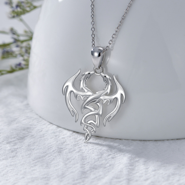 Sterling Silver Dragon Pendant Necklace-3