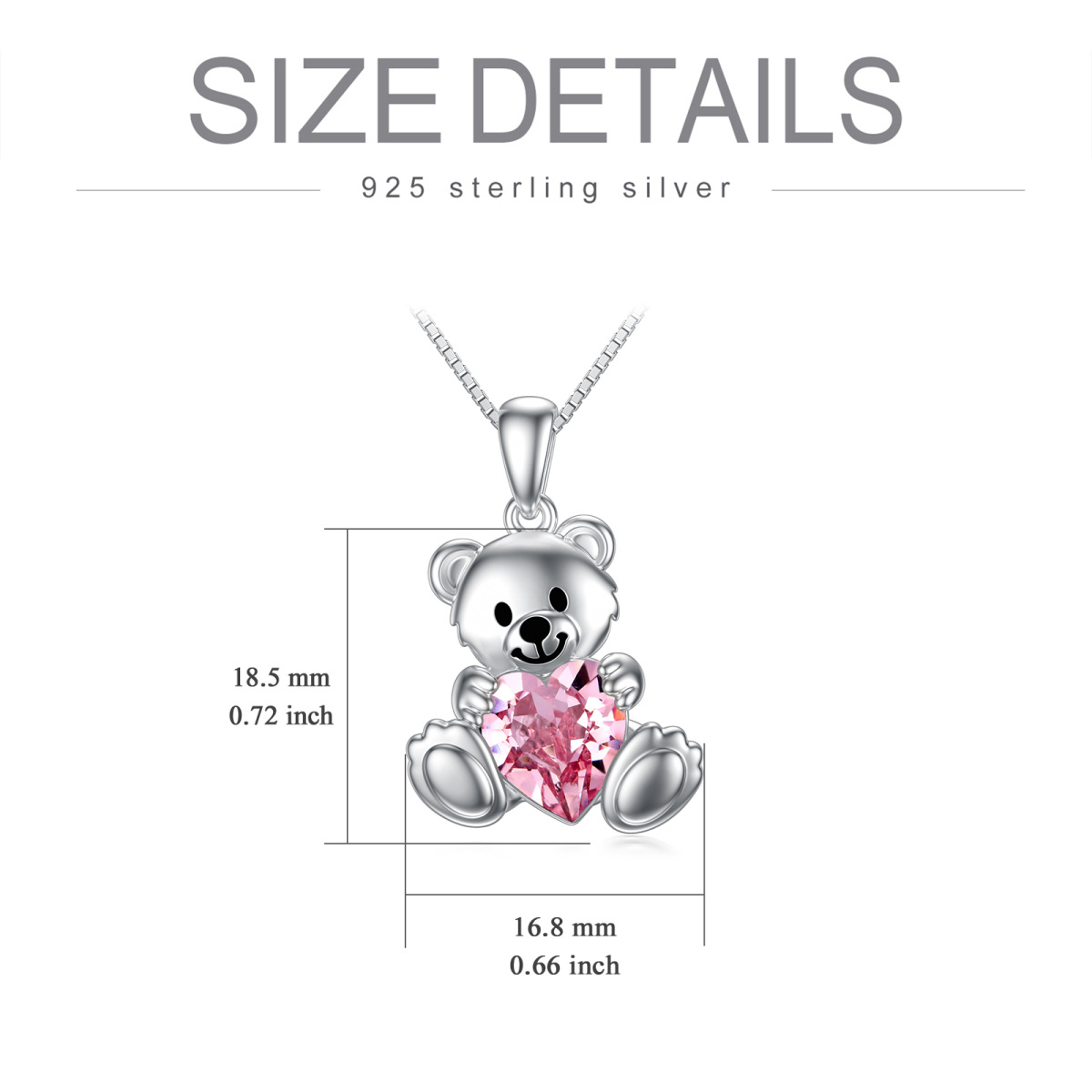 Collier en argent sterling avec pendentif ours en cristal en forme de coeur-6