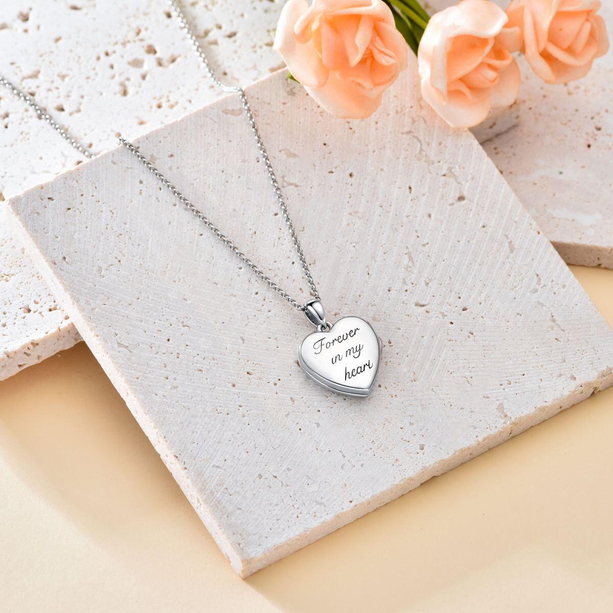 Sterling Silver Abalone Shellfish Heart Personalized Photo Locket Necklace-6