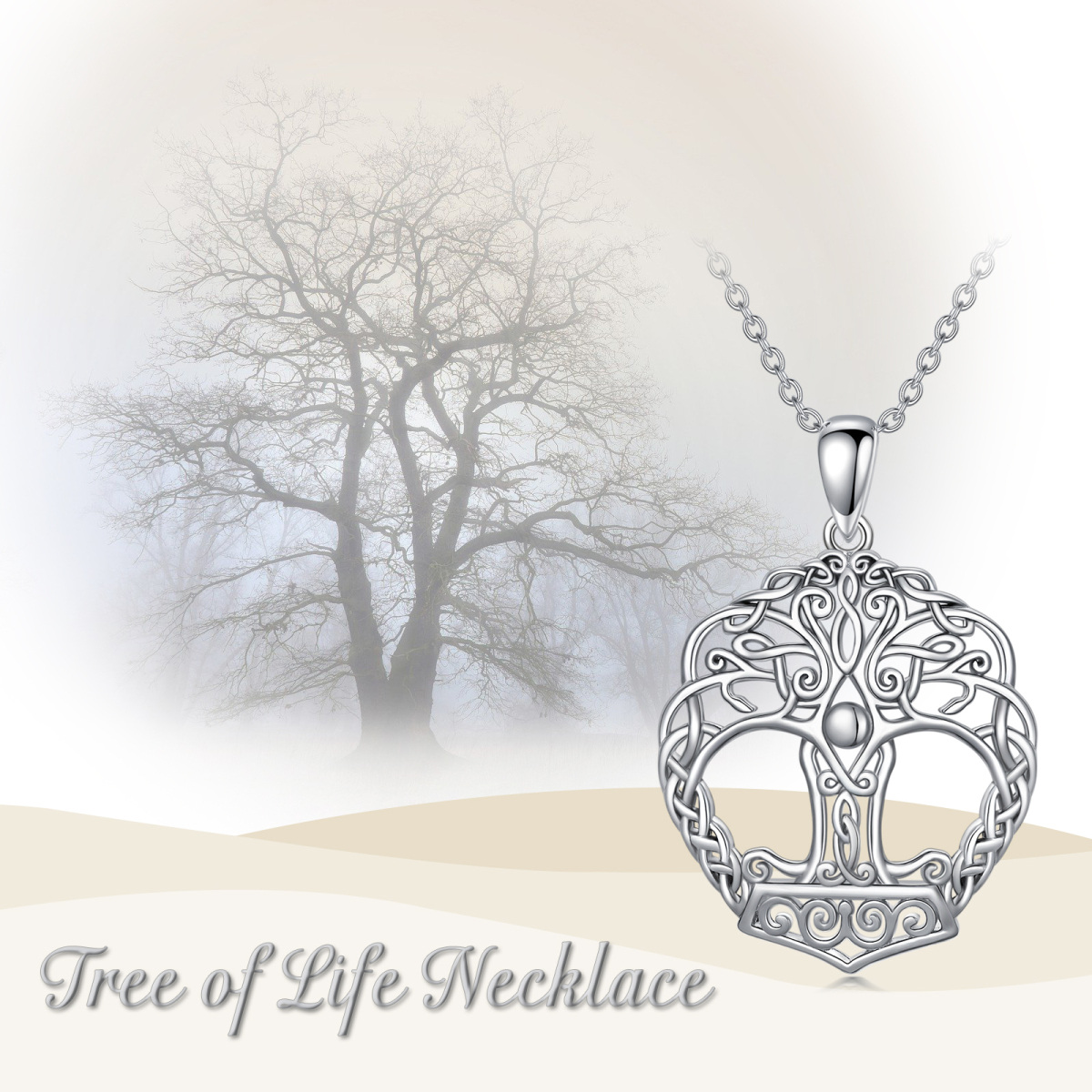 Sterling Silber Baum des Lebens Yggdrasil Anhänger Halskette-6