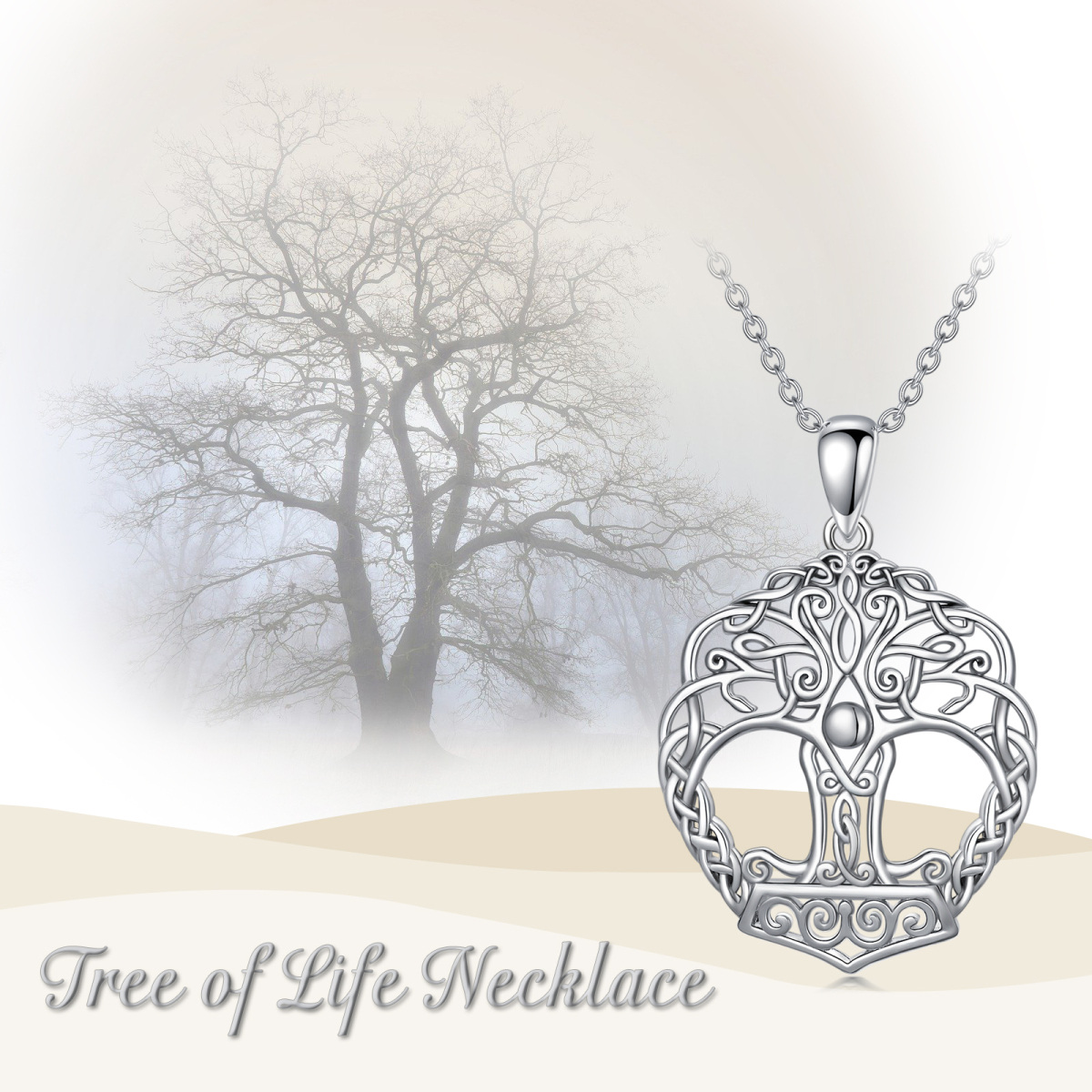 Collar Colgante Árbol de la Vida Yggdrasil en Plata de Ley-6