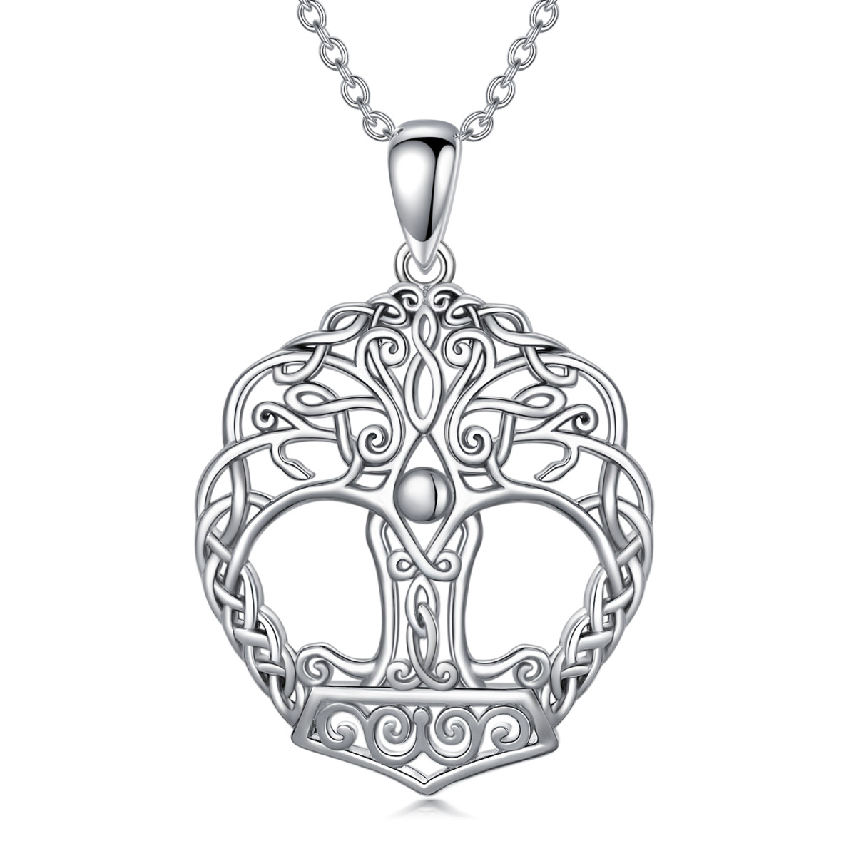 Sterling Silver Tree Of Life Yggdrasil Pendant Necklace-1