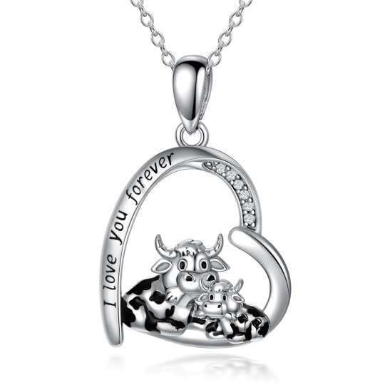 Collana con ciondolo a cuore in argento sterling con zirconia cubica, madre e figli, con l'incisione 