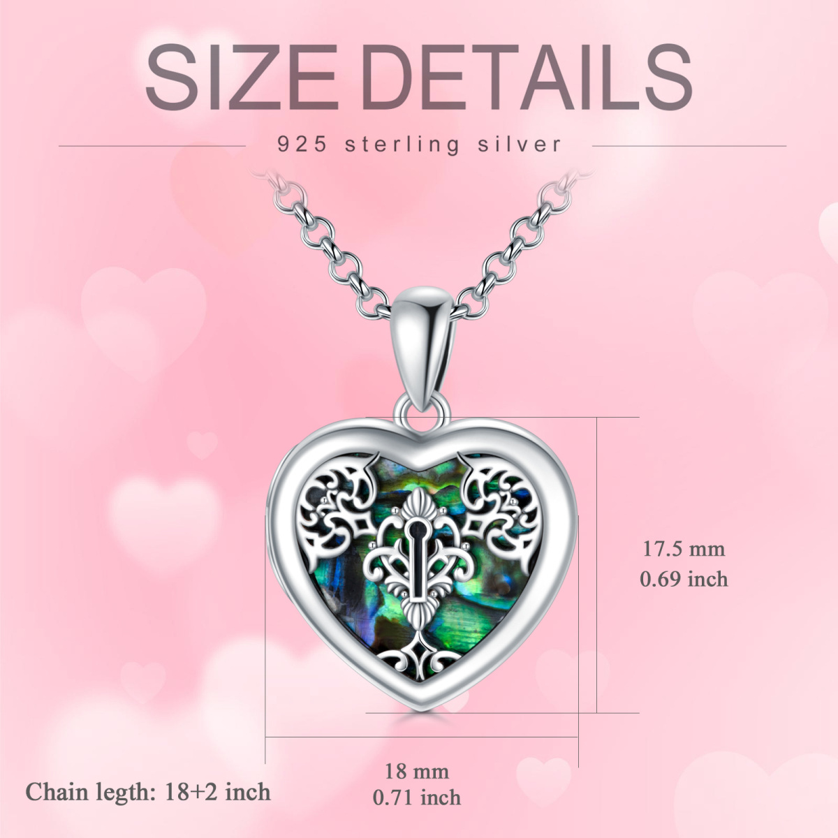 Sterling Silver Abalone Shellfish Personalized Photo & Heart Personalized Photo Locket Necklace-6