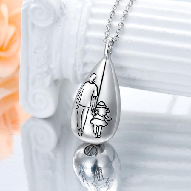 Collier Urne père et fille en argent sterling avec mot gravé-2