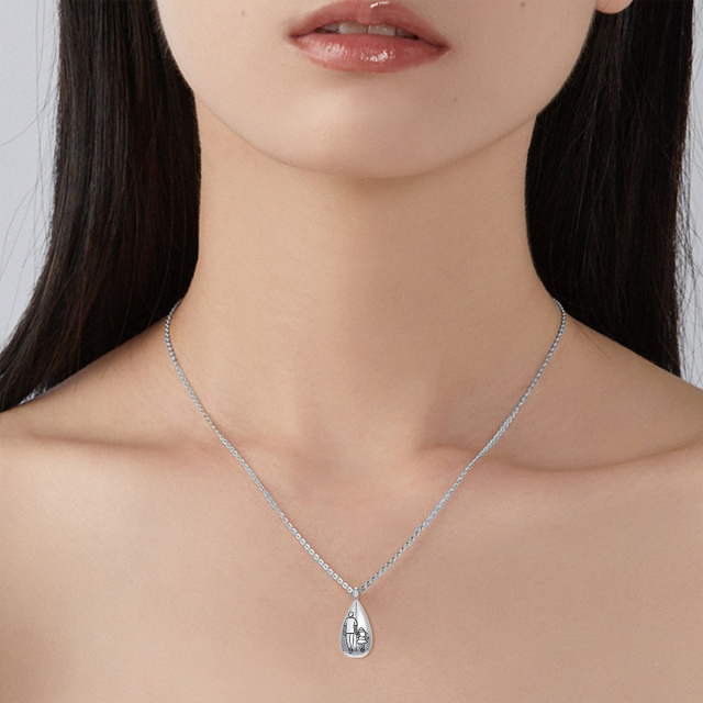 Collier Urne père et fille en argent sterling avec mot gravé-1