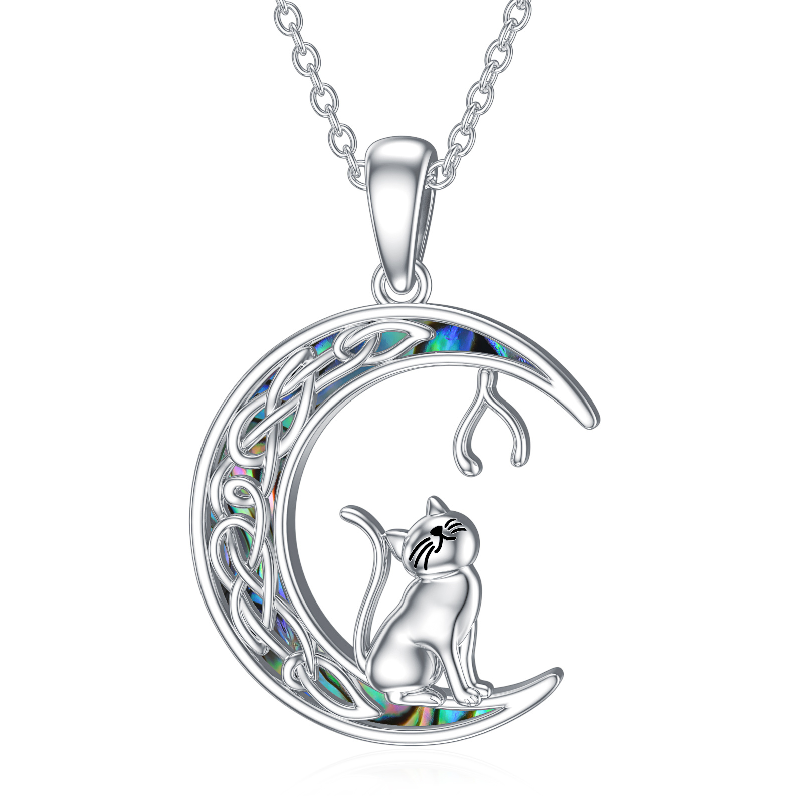 Cat Necklace Celtic Knot Abalone 