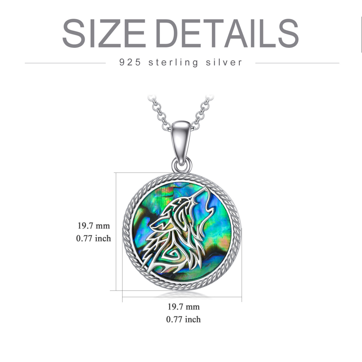 Sterling Silber Abalone Schalentier Wolf personalisierte Foto Medaillon Halskette für Männ-8