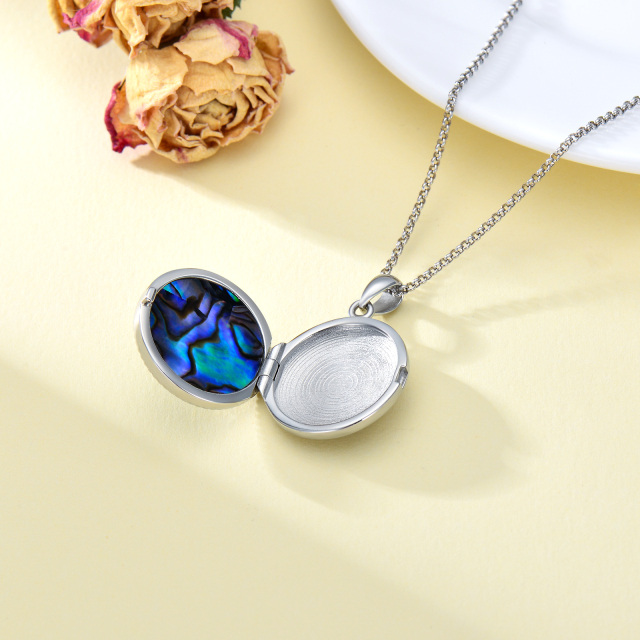 Sterling Silver Abalone Shellfish Wolf Personalized Photo Locket Necklace for Men-6