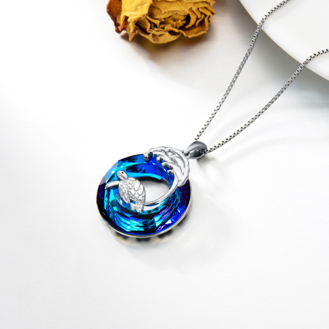 Collier pendentif en forme de tortue de mer en argent sterling avec pendentif en cristal pulvérisé-4