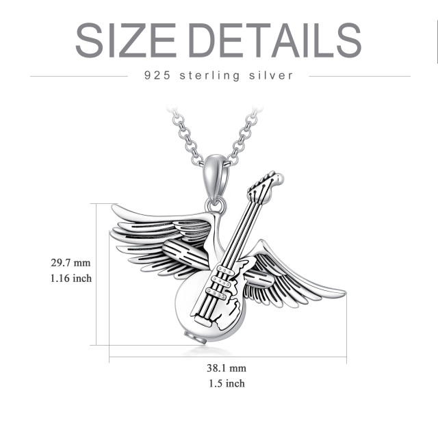 Collier d'urne en argent Guitare et ailes d'ange pour les cendres-5