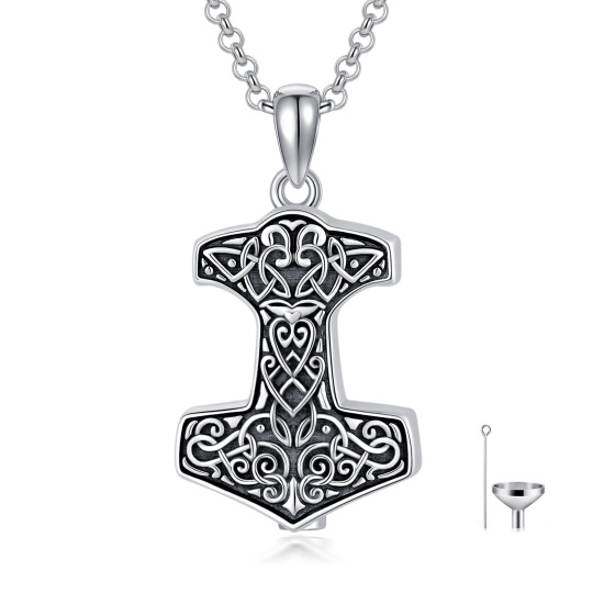 Collier d'urne en argent sterling pour cendres de Thor avec chaîne Rolo