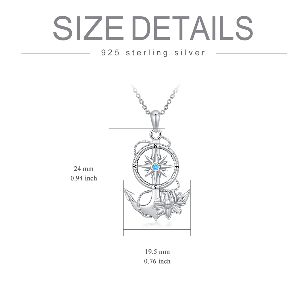 Anchor Necklace 925 Sterling Silver Lotus Anchor Pendant Necklace Anchor Jewelry Gifts for Women-6