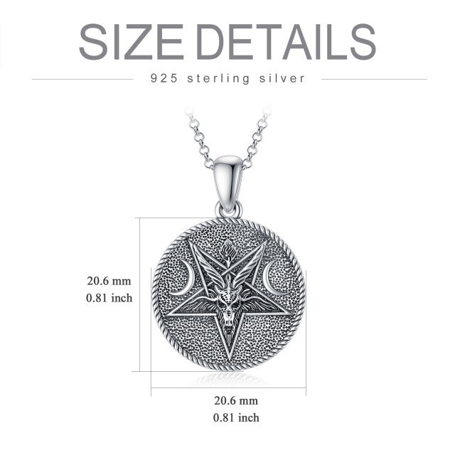 Sterling Silber Ziege & Pentagramm Anhänger Halskette für Männer-4