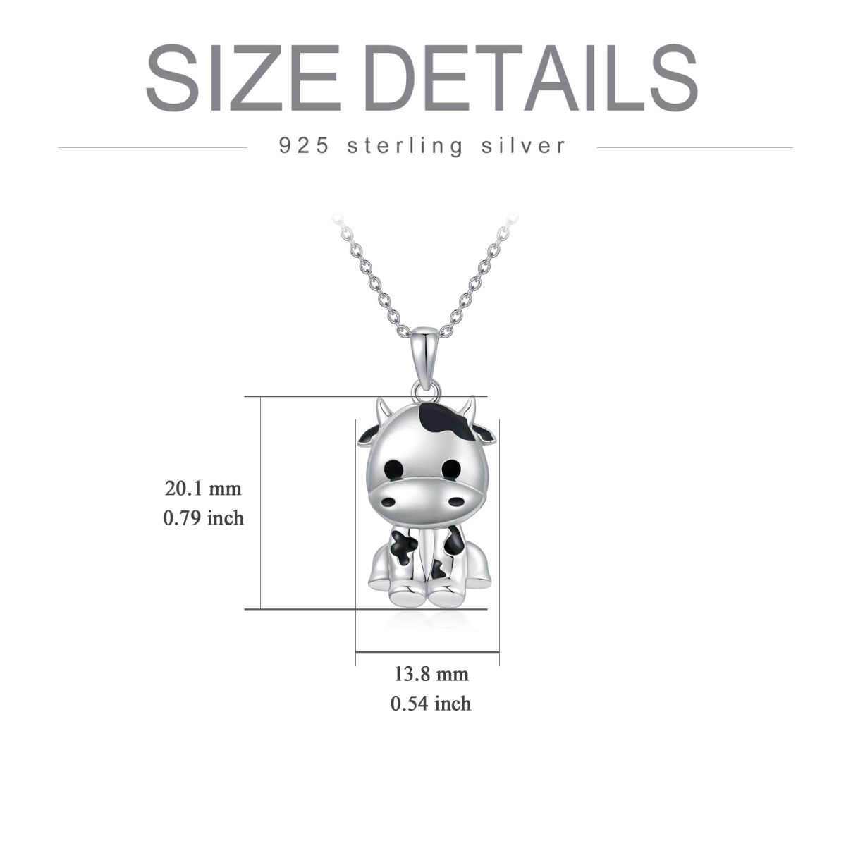 Sterling Silver Cow Pendant Necklace Gift for Her-6