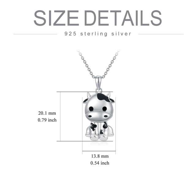 Sterling Silver Cow Pendant Necklace Gift for Her-5