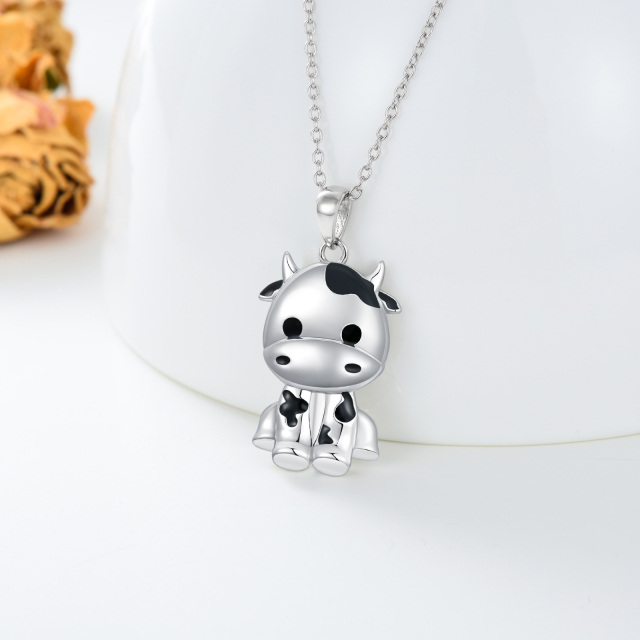 Sterling Silver Cow Pendant Necklace Gift for Her-2
