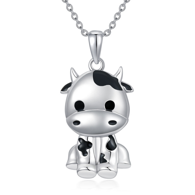 Collier en argent sterling avec pendentif vache Cadeau pour elle-0